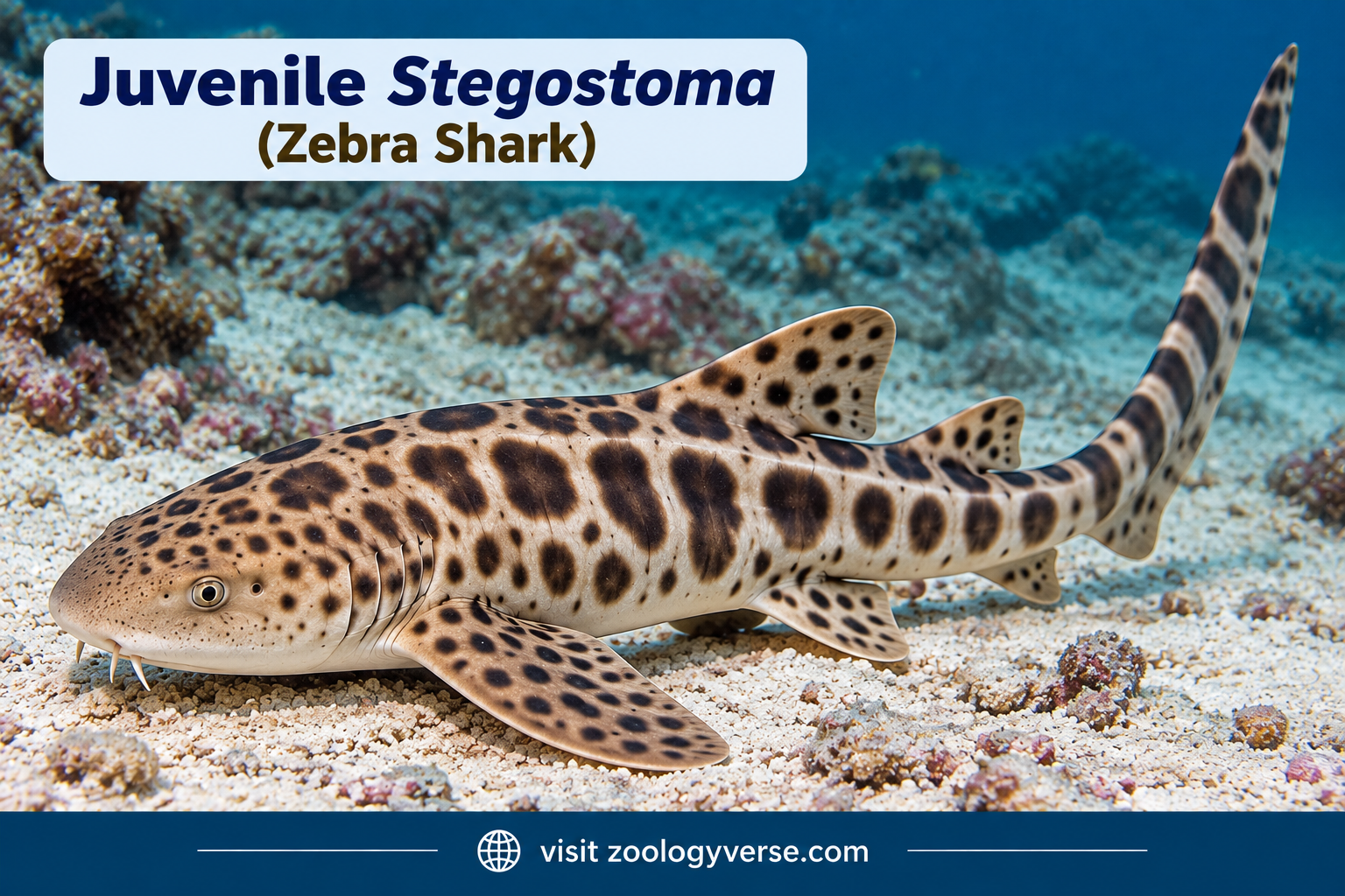Juvenile zebra shark (Stegostoma tigrinum) showing dark-and-light stripes