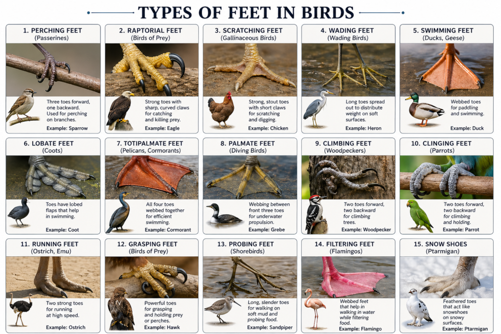 Types of Feet in Birds