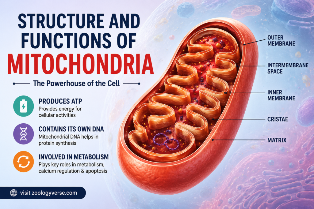 Structure and Functions of Mitochondria: Diagram, Parts & Functions | Zoologyverse Structure and Functions of Mitochondria