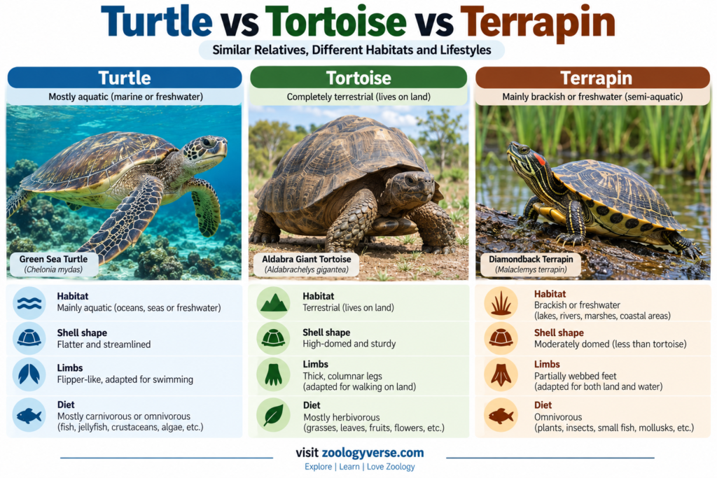 Turtle vs Tortoise vs Terrapin: What’s the Real Difference? | Zoologyverse Turtle vs Tortoise vs Terrapin